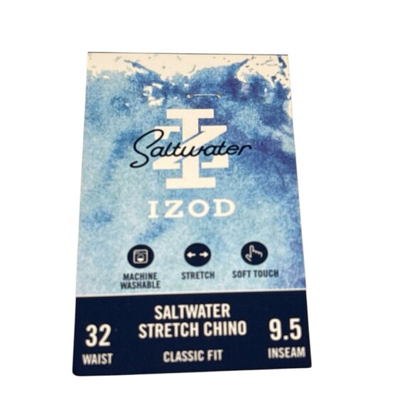 Izod Men's Flat Front Saltwater Stretch Shorts, Inseam 9.5" Waist 32 Light khaki - Picture 8 of 8